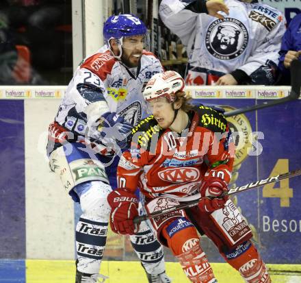 EBEL. Eishockey Bundesliga. KAC gegen KHL Medvescak Zagreb. Tyler Scofield, (KAC), Sasa Martinovic  (Zagreb). Klagenfurt, am 8.3.2012.
Foto: Kuess

---
pressefotos, pressefotografie, kuess, qs, qspictures, sport, bild, bilder, bilddatenbank