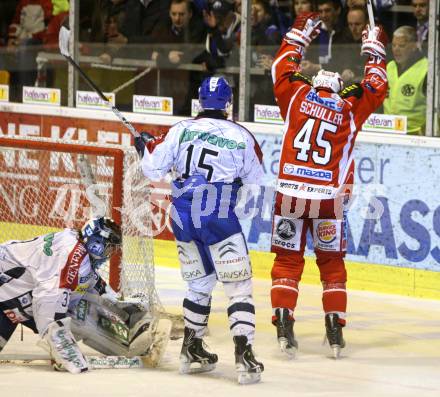 EBEL. Eishockey Bundesliga. KAC gegen KHL Medvescak Zagreb. Torjubel David Schuller (KAC). Klagenfurt, am 8.3.2012.
Foto: Kuess

---
pressefotos, pressefotografie, kuess, qs, qspictures, sport, bild, bilder, bilddatenbank