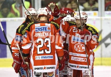 EBEL. Eishockey Bundesliga. KAC gegen KHL Medvescak Zagreb. Torjubel KAC. Klagenfurt, am 8.3.2012.
Foto: Kuess

---
pressefotos, pressefotografie, kuess, qs, qspictures, sport, bild, bilder, bilddatenbank