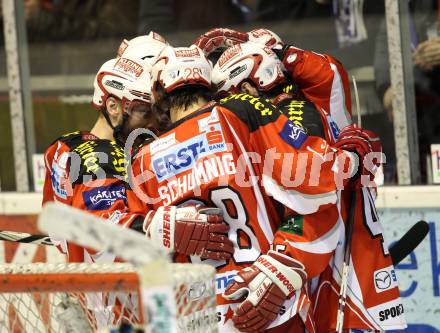 EBEL. Eishockey Bundesliga. KAC gegen KHL Medvescak Zagreb. Torjubel KAC. Klagenfurt, am 8.3.2012.
Foto: Kuess

---
pressefotos, pressefotografie, kuess, qs, qspictures, sport, bild, bilder, bilddatenbank