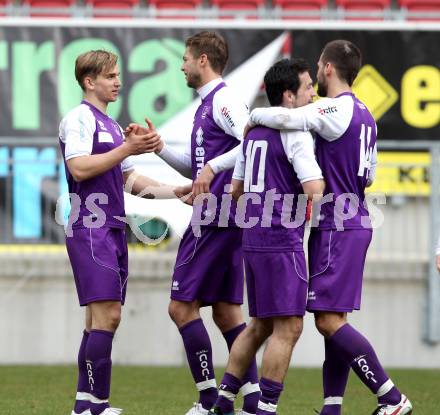 Fussball. Regionalliga.  SK Austria Klagenfurt gegen Pasching. Jubel Austria. Klagenfurt, 11.3.2012. 
Foto: Kuess

---
pressefotos, pressefotografie, kuess, qs, qspictures, sport, bild, bilder, bilddatenbank