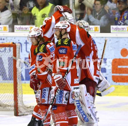 EBEL. Eishockey Bundesliga. KAC gegen KHL Medvescak Zagreb. Jubel (KAC). Klagenfurt, am 13.3.2012.
Foto: Kuess

---
pressefotos, pressefotografie, kuess, qs, qspictures, sport, bild, bilder, bilddatenbank