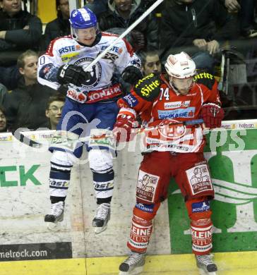 EBEL. Eishockey Bundesliga. KAC gegen KHL Medvescak Zagreb. Dieter Kalt (KAC), Tomislav Zanoski  (Zagreb). Klagenfurt, am 13.3.2012.
Foto: Kuess

---
pressefotos, pressefotografie, kuess, qs, qspictures, sport, bild, bilder, bilddatenbank