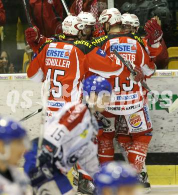 EBEL. Eishockey Bundesliga. KAC gegen KHL Medvescak Zagreb. Torjubel  (KAC), (Zagreb). Klagenfurt, am 13.3.2012.
Foto: Kuess

---
pressefotos, pressefotografie, kuess, qs, qspictures, sport, bild, bilder, bilddatenbank