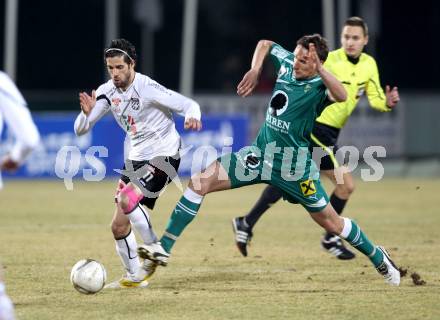 Fussball. Erste Liga.  WAC/St. Andrae gegen SC Austria Lustenau. Jacobo,  (WAC), Juergen Kampel (Lustenau). Wolfsberg, 16.3.2012. 
Foto: Kuess

---
pressefotos, pressefotografie, kuess, qs, qspictures, sport, bild, bilder, bilddatenbank