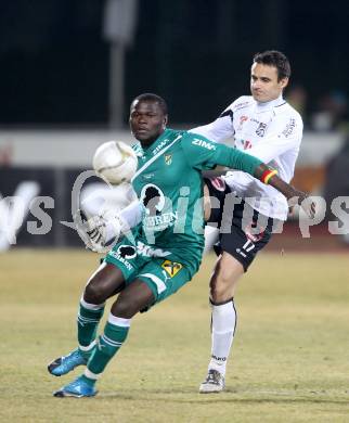 Fussball. Erste Liga.  WAC/St. Andrae gegen SC Austria Lustenau. Nenad Jovanovic,  (WAC), Pierre Boya (Lustenau). Wolfsberg, 16.3.2012. 
Foto: Kuess

---
pressefotos, pressefotografie, kuess, qs, qspictures, sport, bild, bilder, bilddatenbank