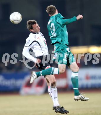 Fussball. Erste Liga.  WAC/St. Andrae gegen SC Austria Lustenau. Gernot Messner, (WAC),  Jan Zwischenbrugger (Lustenau). Wolfsberg, 16.3.2012. 
Foto: Kuess

---
pressefotos, pressefotografie, kuess, qs, qspictures, sport, bild, bilder, bilddatenbank