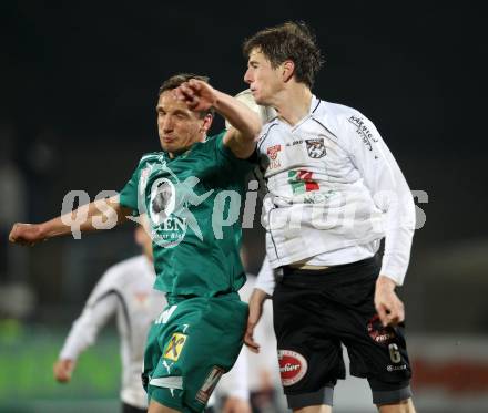 Fussball. Erste Liga.  WAC/St. Andrae gegen SC Austria Lustenau. Christian Falk, (WAC), Juergen Kampel  (Lustenau). Wolfsberg, 16.3.2012. 
Foto: Kuess

---
pressefotos, pressefotografie, kuess, qs, qspictures, sport, bild, bilder, bilddatenbank