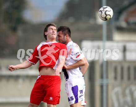 Fussball Regionalliga. SAK gegen Leoben. Murat Veliu, (SAK),  Adam Fekete  (Leoben). Klagenfurt, 24.3.2012.
Foto: Kuess
---
pressefotos, pressefotografie, kuess, qs, qspictures, sport, bild, bilder, bilddatenbank