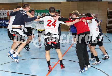 Handball Bundesliga. HC Kelag Kaernten gegen SC Ferlach. Jubel (SCF). Viktring, am 24.3.2012.
Foto: Kuess
---
pressefotos, pressefotografie, kuess, qs, qspictures, sport, bild, bilder, bilddatenbank