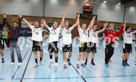 Handball Bundesliga. HC Kelag Kaernten gegen SC Ferlach. Jubel (SCF). Viktring, am 24.3.2012.
Foto: Kuess
---
pressefotos, pressefotografie, kuess, qs, qspictures, sport, bild, bilder, bilddatenbank