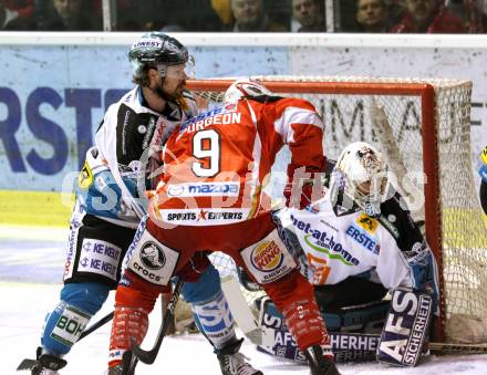 EBEL. Eishockey Bundesliga. KAC gegen EHC LIWEST Black Wings Linz. Tyler Spurgeon,  (KAC), Alex Westlund, Curtis Murphy (Linz). Klagenfurt, am 25.3.2012.
Foto: Kuess

---
pressefotos, pressefotografie, kuess, qs, qspictures, sport, bild, bilder, bilddatenbank