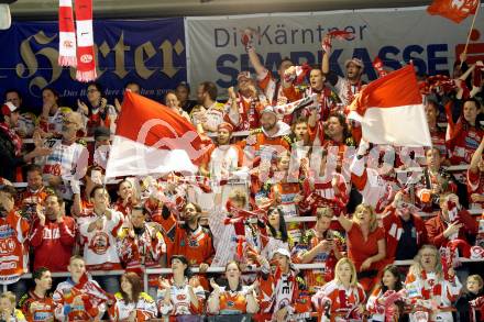 EBEL. Eishockey Bundesliga. KAC gegen EHC LIWEST Black Wings Linz. KAC Fanclub Vikings Jubel. Klagenfurt, am 25.3.2012.
Foto: Kuess

---
pressefotos, pressefotografie, kuess, qs, qspictures, sport, bild, bilder, bilddatenbank