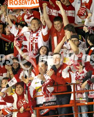 EBEL. Eishockey Bundesliga. KAC gegen EHC LIWEST Black Wings Linz. Fans. Klagenfurt, am 25.3.2012.
Foto: Kuess

---
pressefotos, pressefotografie, kuess, qs, qspictures, sport, bild, bilder, bilddatenbank