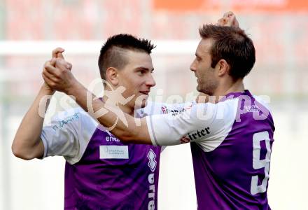 Fussball Regionalliga. SK Austria Klagenfurt gegen GAK. Torjubel Sandro Gotal, Marco Reich (Austira Klagenfurt). Klagenfurt, 25.3.2012
Foto: Kuess

---
pressefotos, pressefotografie, kuess, qs, qspictures, sport, bild, bilder, bilddatenbank