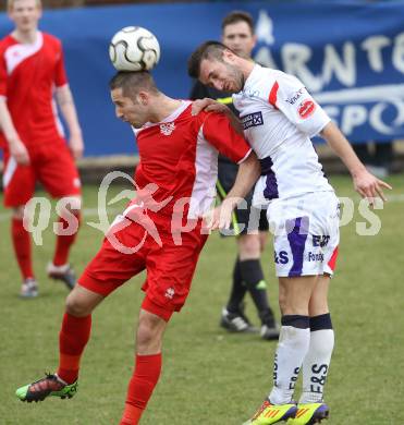 Fussball Regionalliga. SAK gegen Leoben. Murat Veliu,  (SAK), Norbert Kerek  (Leoben). Klagenfurt, 24.3.2012.
Foto: Kuess
---
pressefotos, pressefotografie, kuess, qs, qspictures, sport, bild, bilder, bilddatenbank