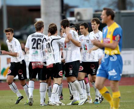 Fussball. Erste Liga.  WAC/St. Andrae gegen Vienna. Torjubel WAC. Wolfsberg, 27.3.2012. 
Foto: Kuess

---
pressefotos, pressefotografie, kuess, qs, qspictures, sport, bild, bilder, bilddatenbank