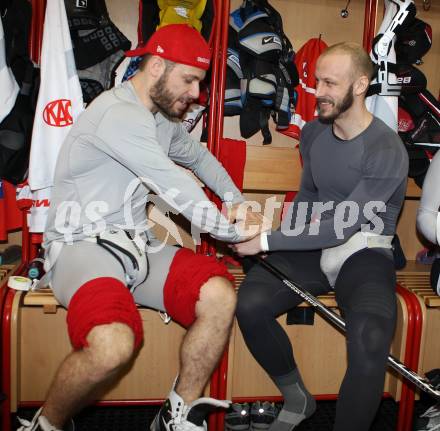 EBEL. Eishockey Bundesliga. KAC. Joseph Joey Tenute, Johannes Kirisits. Klagenfurt, am 24.3.2012.
Foto: Kuess

---
pressefotos, pressefotografie, kuess, qs, qspictures, sport, bild, bilder, bilddatenbank