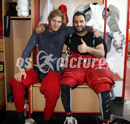 EBEL. Eishockey Bundesliga. Rene Swette, Andy Chiodo (KAC). Klagenfurt, am 24.3.2012.
Foto: Kuess
---
pressefotos, pressefotografie, kuess, qs, qspictures, sport, bild, bilder, bilddatenbank