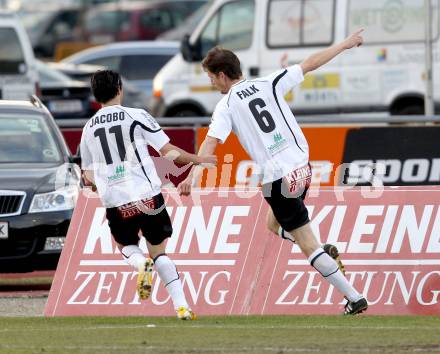 Fussball. Erste Liga.  WAC/St. Andrae gegen Vienna. Torjubel Christian Falk (WAC). Wolfsberg, 27.3.2012. 
Foto: Kuess

---
pressefotos, pressefotografie, kuess, qs, qspictures, sport, bild, bilder, bilddatenbank