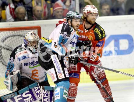 EBEL. Eishockey Bundesliga. KAC gegen EHC LIWEST Black Wings Linz. John Lammers (KAC), WESTLUND Alex, MAYR Michael (Linz). Klagenfurt, am 29.3.2012.
Foto: Kuess

---
pressefotos, pressefotografie, kuess, qs, qspictures, sport, bild, bilder, bilddatenbank