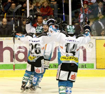 EBEL. Eishockey Bundesliga. KAC gegen EHC LIWEST Black Wings Linz. Torjubel Linz. Klagenfurt, am 29.3.2012.
Foto: Kuess

---
pressefotos, pressefotografie, kuess, qs, qspictures, sport, bild, bilder, bilddatenbank