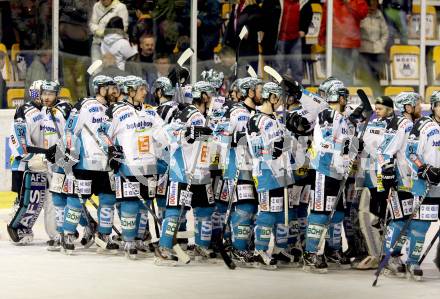 EBEL. Eishockey Bundesliga. KAC gegen EHC LIWEST Black Wings Linz. Jubel Linz. Klagenfurt, am 29.3.2012.
Foto: Kuess

---
pressefotos, pressefotografie, kuess, qs, qspictures, sport, bild, bilder, bilddatenbank