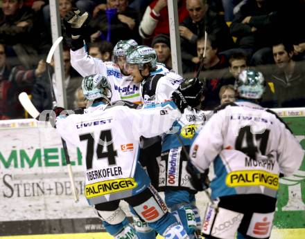 EBEL. Eishockey Bundesliga. KAC gegen EHC LIWEST Black Wings Linz. Torjubel Linz. Klagenfurt, am 29.3.2012.
Foto: Kuess

---
pressefotos, pressefotografie, kuess, qs, qspictures, sport, bild, bilder, bilddatenbank