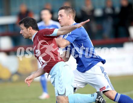 Fussball. Regionalliga. Treibach gegen Feldkirchen SV. Gruber Jakob (Treibach), Miloti Auron (Feldkirchen). Treibach, 30.3.2012.
Foto: Kuess
---
pressefotos, pressefotografie, kuess, qs, qspictures, sport, bild, bilder, bilddatenbank