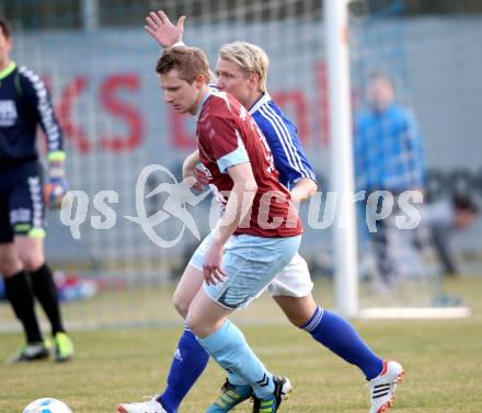 Fussball. Regionalliga. Treibach gegen Feldkirchen SV. Lessnigg Alexander (Treibach), Wernig Michael (Feldkirchen). Treibach, 30.3.2012.
Foto: Kuess
---
pressefotos, pressefotografie, kuess, qs, qspictures, sport, bild, bilder, bilddatenbank