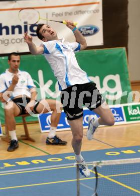 Badminton. ASKOE Kelag Kaernten gegen Pressbaum.  Iztok Utrosa. Klagenfurt, 31.3.2012.
Foto: Kuess
---
pressefotos, pressefotografie, kuess, qs, qspictures, sport, bild, bilder, bilddatenbank