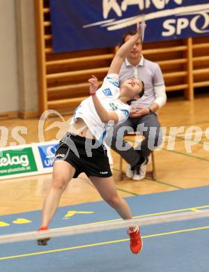 Badminton. ASKOE Kelag Kaernten gegen Pressbaum.  Qi Xuefei. Klagenfurt, 31.3.2012.
Foto: Kuess
---
pressefotos, pressefotografie, kuess, qs, qspictures, sport, bild, bilder, bilddatenbank