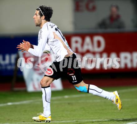 Fussball. Erste Liga.  WAC/St. Andrae gegen SKN St. Poelten. Torjubel Jacobo (WAC). Wolfsberg, 2.4.2012. 
Foto: Kuess

---
pressefotos, pressefotografie, kuess, qs, qspictures, sport, bild, bilder, bilddatenbank