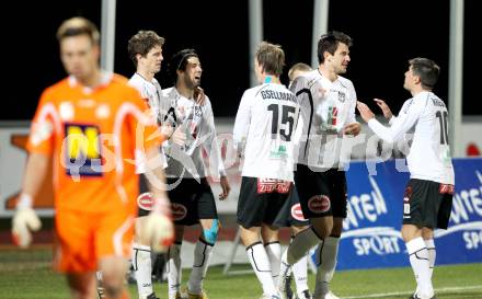 Fussball. Erste Liga.  WAC/St. Andrae gegen SKN St. Poelten. Torjubel WAC. Wolfsberg, 2.4.2012. 
Foto: Kuess

---
pressefotos, pressefotografie, kuess, qs, qspictures, sport, bild, bilder, bilddatenbank