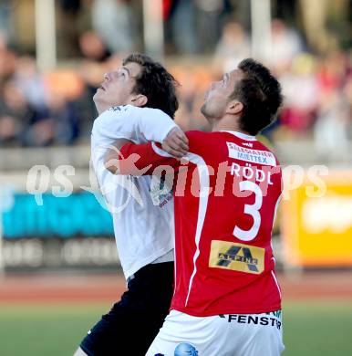 Fussball. Erste Liga.  WAC/St. Andrae gegen SKN St. Poelten. Christian Falk, (WAC), Manuel Roedl  (St. Poelten). Wolfsberg, 2.4.2012. 
Foto: Kuess

---
pressefotos, pressefotografie, kuess, qs, qspictures, sport, bild, bilder, bilddatenbank