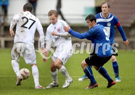 Fussball Kaerntner Liga. ATUS Ferlach gegen RZ Pellets WAC/St. Andrae. Salih Alic, Martin Trattnig, (Ferlach), Angelo Darmann, Christian Samitsch (WAC). Ferlach, 7.4.2012.
Foto: Kuess
---
pressefotos, pressefotografie, kuess, qs, qspictures, sport, bild, bilder, bilddatenbank