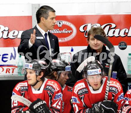 Eishockey Laenderspiel. Oesterreich gegen Weissrussland. Trainer Many Viveiros (Oesterreich). Klagenfurt, am 6.4.2012.
Foto: Kuess

---
pressefotos, pressefotografie, kuess, qs, qspictures, sport, bild, bilder, bilddatenbank