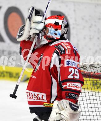 Eishockey Laenderspiel. Oesterreich gegen Weissrussland. Bernhard Starkbaum (Oesterreich). Klagenfurt, am 6.4.2012.
Foto: Kuess

---
pressefotos, pressefotografie, kuess, qs, qspictures, sport, bild, bilder, bilddatenbank