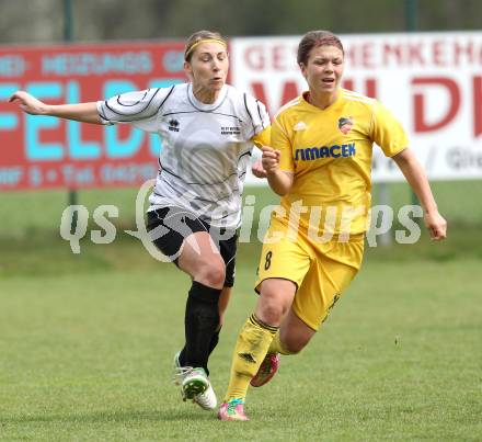 Fussball. OEFB Frauenliga. FC St. Veit Kaernten Frauen gegen ASV Simacek Spratzern. Nicole Gatternig (St. Veit), Nadine Prohaska (Spratzern). Glanegg, am 15.4.2012.
Foto: Kuess
---
pressefotos, pressefotografie, kuess, qs, qspictures, sport, bild, bilder, bilddatenbank