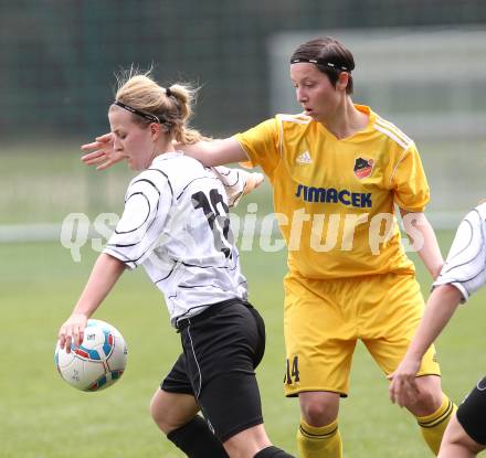 Fussball. OEFB Frauenliga. FC St. Veit Kaernten Frauen gegen ASV Simacek Spratzern. Anna Modre (St. Veit), Katharina Haiden (Spratzern). Glanegg, am 15.4.2012.
Foto: Kuess
---
pressefotos, pressefotografie, kuess, qs, qspictures, sport, bild, bilder, bilddatenbank