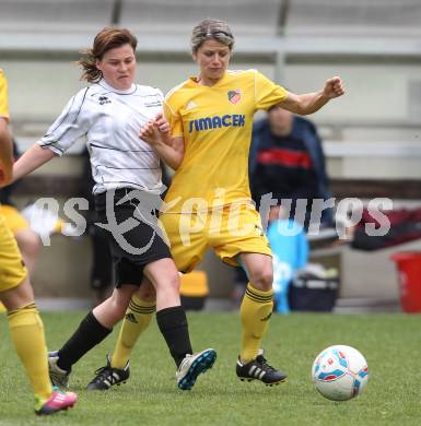 Fussball. OEFB Frauenliga. FC St. Veit Kaernten Frauen gegen ASV Simacek Spratzern. Yvonne Tamegger (St. Veit), Anna Petrusova (Spratzern). Glanegg, am 15.4.2012.
Foto: Kuess
---
pressefotos, pressefotografie, kuess, qs, qspictures, sport, bild, bilder, bilddatenbank