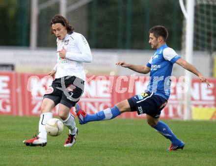 Fussball. Erste Liga.  WAC/St. Andrae gegen FC Lustenau. Dario Baldauf, (WAC), Enes Novinic  (Lustenau). Wolfsberg, 17.4.2012. 
Foto: Kuess

---
pressefotos, pressefotografie, kuess, qs, qspictures, sport, bild, bilder, bilddatenbank