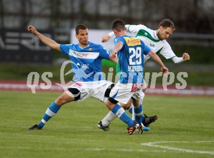 Fussball Regionalliga. VSV gegen DSV Leoben. Thomas Pirker, Patrick Striednig, (VSV), Diego Rottensteiner  (Leoben). Villach, 20.4.2012.
Fotos: Kuess
---
pressefotos, pressefotografie, kuess, qs, qspictures, sport, bild, bilder, bilddatenbank