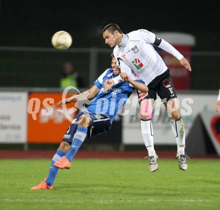 Fussball. Erste Liga.  WAC/St. Andrae gegen FC Lustenau. Nenad Jovanovic,  (WAC), Lukas Hinterseer  (Lustenau). Wolfsberg, 17.4.2012. 
Foto: Kuess

---
pressefotos, pressefotografie, kuess, qs, qspictures, sport, bild, bilder, bilddatenbank
