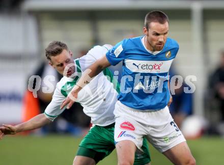 Fussball Regionalliga. VSV gegen DSV Leoben. Udo Gasser,  (VSV), Dominik Hackinger (Leoben). Villach, 20.4.2012.
Fotos: Kuess
---
pressefotos, pressefotografie, kuess, qs, qspictures, sport, bild, bilder, bilddatenbank