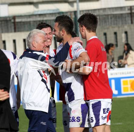 Fussball Regionalliga. SAK gegen SK Austria Klagenfurt. Torjubel Aleksic Darjan, Veliu Murat, Jagodic Alois (SAK)).  Klagenfurt, 21.4.2012
Foto: Kuess

---
pressefotos, pressefotografie, kuess, qs, qspictures, sport, bild, bilder, bilddatenbank