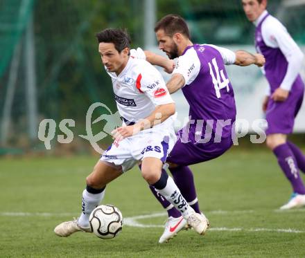 Fussball Regionalliga. SAK gegen SK Austria Klagenfurt. Thomas Riedl, (SAK), Oliver Pusztai  (Austria Klagenfurt).  Klagenfurt, 21.4.2012
Foto: Kuess

---
pressefotos, pressefotografie, kuess, qs, qspictures, sport, bild, bilder, bilddatenbank