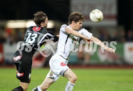 Fussball. Erste Liga.  WAC/St. Andrae gegen SCR Altach. Christian Falk,  (WAC), Christoph Schoesswendter (Altach). Wolfsberg, 27.4.2012. 
Foto: Kuess

---
pressefotos, pressefotografie, kuess, qs, qspictures, sport, bild, bilder, bilddatenbank