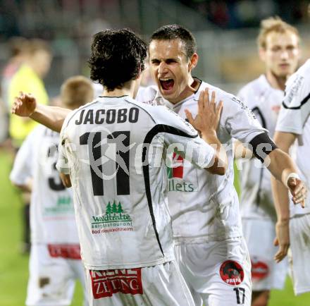 Fussball. Erste Liga.  WAC/St. Andrae gegen SCR Altach. Torjubel jacobo, Nenad Jovanovic (WAC). Wolfsberg, 27.4.2012. 
Foto: Kuess

---
pressefotos, pressefotografie, kuess, qs, qspictures, sport, bild, bilder, bilddatenbank