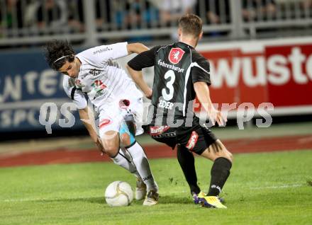 Fussball. Erste Liga.  WAC/St. Andrae gegen SCR Altach. Jacobo,  (WAC), Hannes Eder (Altach). Wolfsberg, 27.4.2012. 
Foto: Kuess

---
pressefotos, pressefotografie, kuess, qs, qspictures, sport, bild, bilder, bilddatenbank